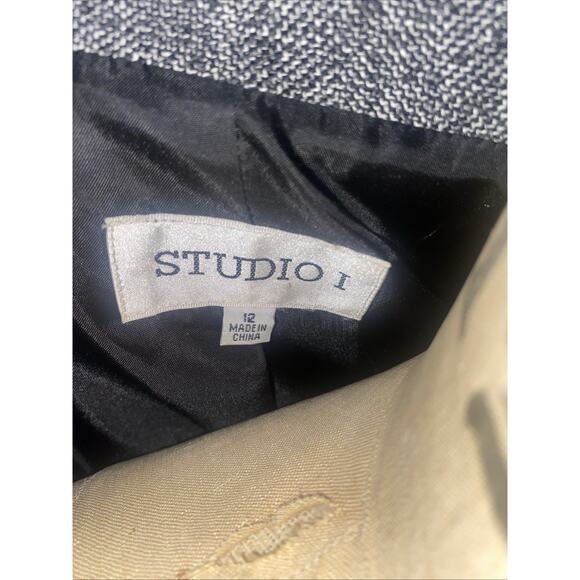 Studio 1 Women’s Sz 12 Suit Blazer Jacket Classy Career Fitted Velvet Trim - Picture 7 of 10